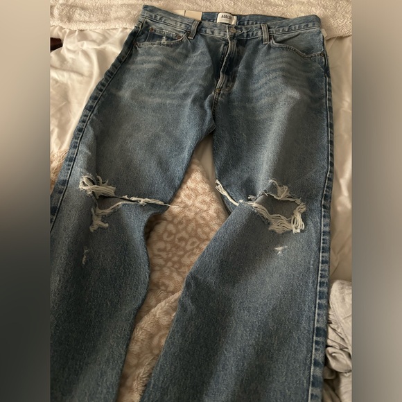 NWT Agolde Mia Jean Mid Rise Straight Distressed in Rule Size 32 - Picture 2 of 6